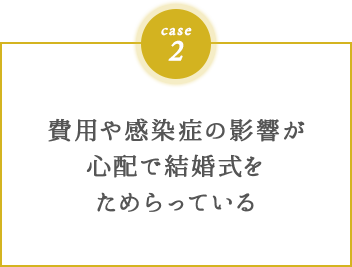 費⽤や感染症の影響が⼼配で結婚式をためらっている