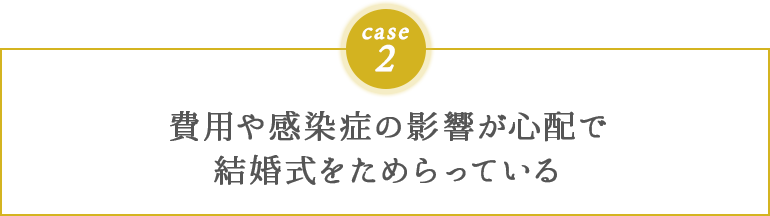 費⽤や感染症の影響が⼼配で結婚式をためらっている